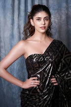 Black Color Sequins Georgette Saree