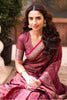 Wine Cotton Silk Floral Resham & Zari Wovern Saree