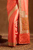 Peach Satin Banarasi Silk Woven Saree