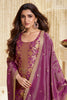 Magenta Zari Floral Woven Silk Suit Set