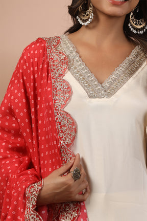 Beige Color Chanderi Cotton Suit