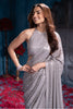 Grey Sequins Embroidered Georgette Saree
