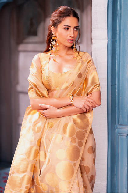 Gold Tissue Zari Woven Saree