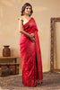 Cherry Red South Silk Zari And Resham Woven Saree