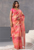 Coral Color Organza Woven Saree