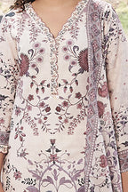 Cream Cotton Floral Printed Suit Set
