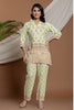 Pista Green Color Cotton Printed Co-Ord Set