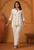 Cream Mulmul Cotton Resham Embroidered Co-Ord Dress