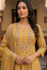 Mustard Printed Cotton Anarkali Suit Set