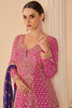 Magenta Pink & Violet Georgette Zari And Sequins Embroidered Suit With Embroidered Palazzo