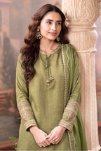 Green Embroidered Suits With Embroidered Pallazo
