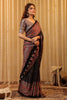 Black & Grey Pure Mulberry Silk Printed And Embroidered Saree