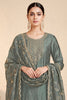 Grey Tissue Silk Embroidered Unstitched Suit Fabric