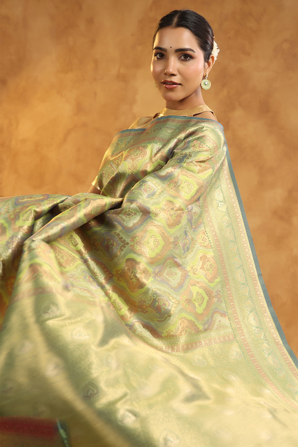 Sage Green Woven Silk Saree