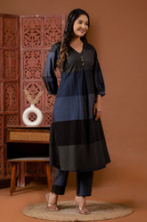 Black Cotton Printed Kurta Set