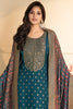 Blue Pashmina Zari Woven Unstitched Suit Fabric