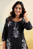 Black Color Floral Printed Long Kurta Set