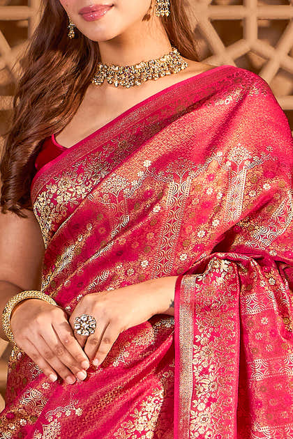 Rani Mulerry Silk Resham And Zari Woven Saree