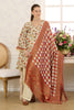 Cream Georgette Floral Resham Woven Unstitched Suit Material