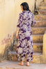 Purple Floral Vine Printed  Cotton Kurta Set
