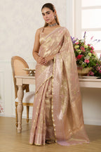 Mauve Metalic Tissue Zari Woven Saree
