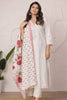 White Cotton Embroidered And Lace Work Suit Set