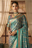 Teal Color Minakari Woven Silk Saree