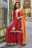 Maroon Color Crepe Silk Embroidered Suit With Palazzo