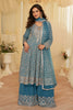 Blue Georgette Embroidered Anarkali Suit Set