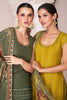 Green Color Sequins & Swarovski Embroidered Silk Peplum Gharara Suit