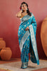 Teal Blue Banarasi Silk Woven Saree