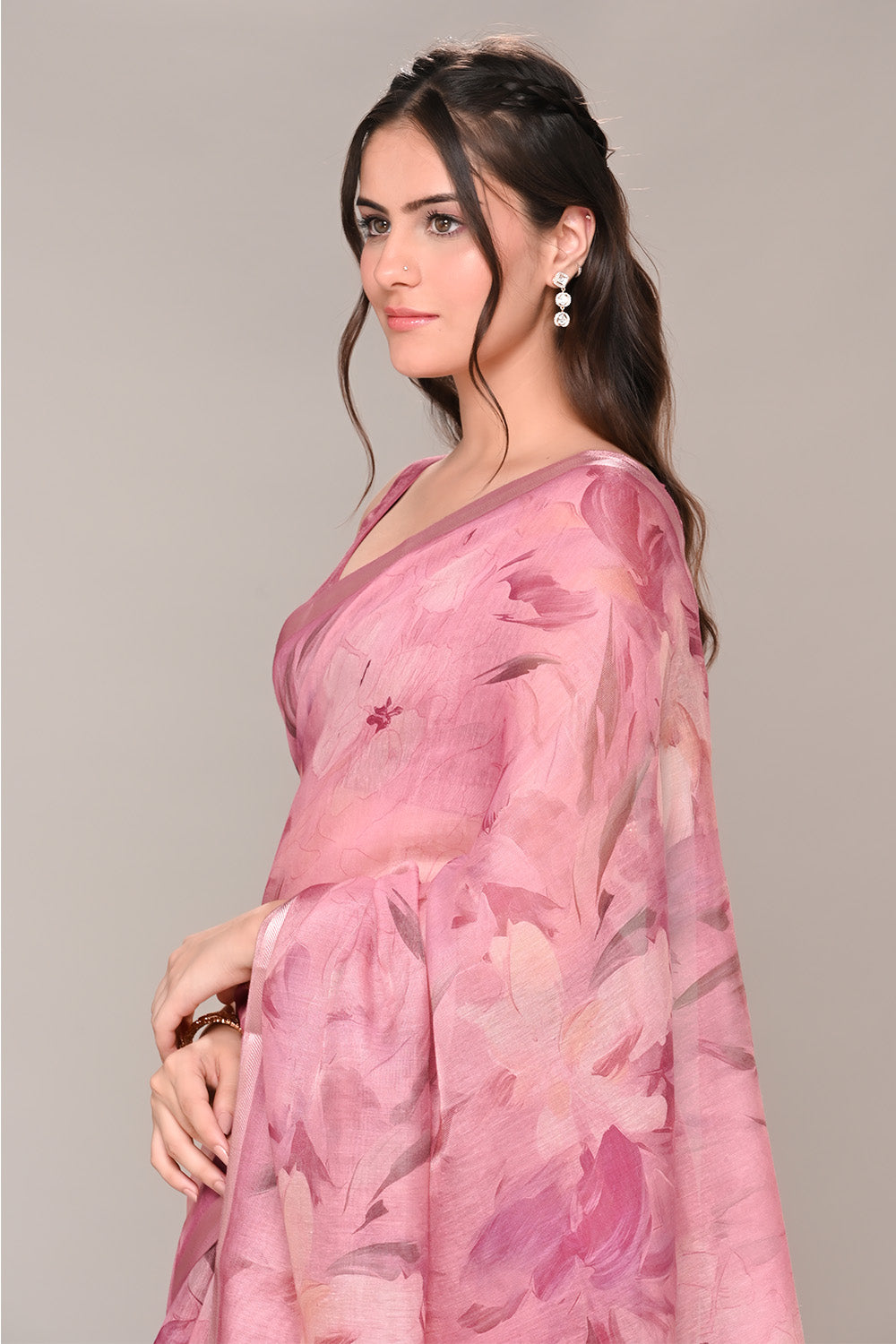 Mauve Color Organza Cotton Printed Saree