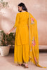 Yellow Crepe Silk Embroidered Suit With Palazzo