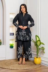 Black Color Floral Printed Cotton Co-ord Set