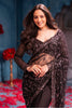 Black Cut-Dana And Sequins Embroidered Net Saree