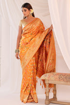 Mustard Resham & Zari Floral Woven Silk Saree