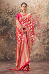Red & Magenta Silk Zari Woven Saree