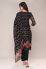 Black Chanderi Silk Printed Straight Suit
