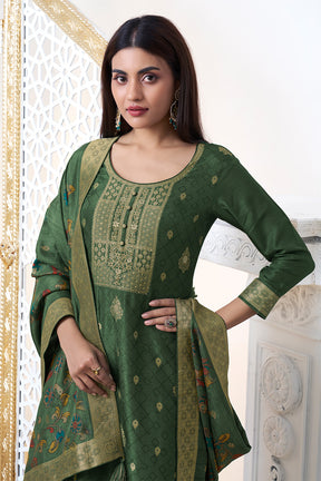 Green Silk Zari Woven Suit Set