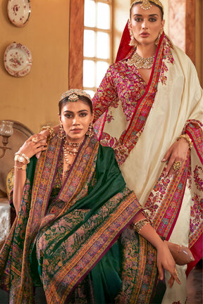Green Color Gajji Silk Printed Saree