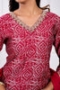 Magenta Color Printed Muslin Neck Embroidered Suit