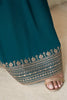 Teal Crepe Silk Zari Embroidered Suit With Embroidered Palazzo