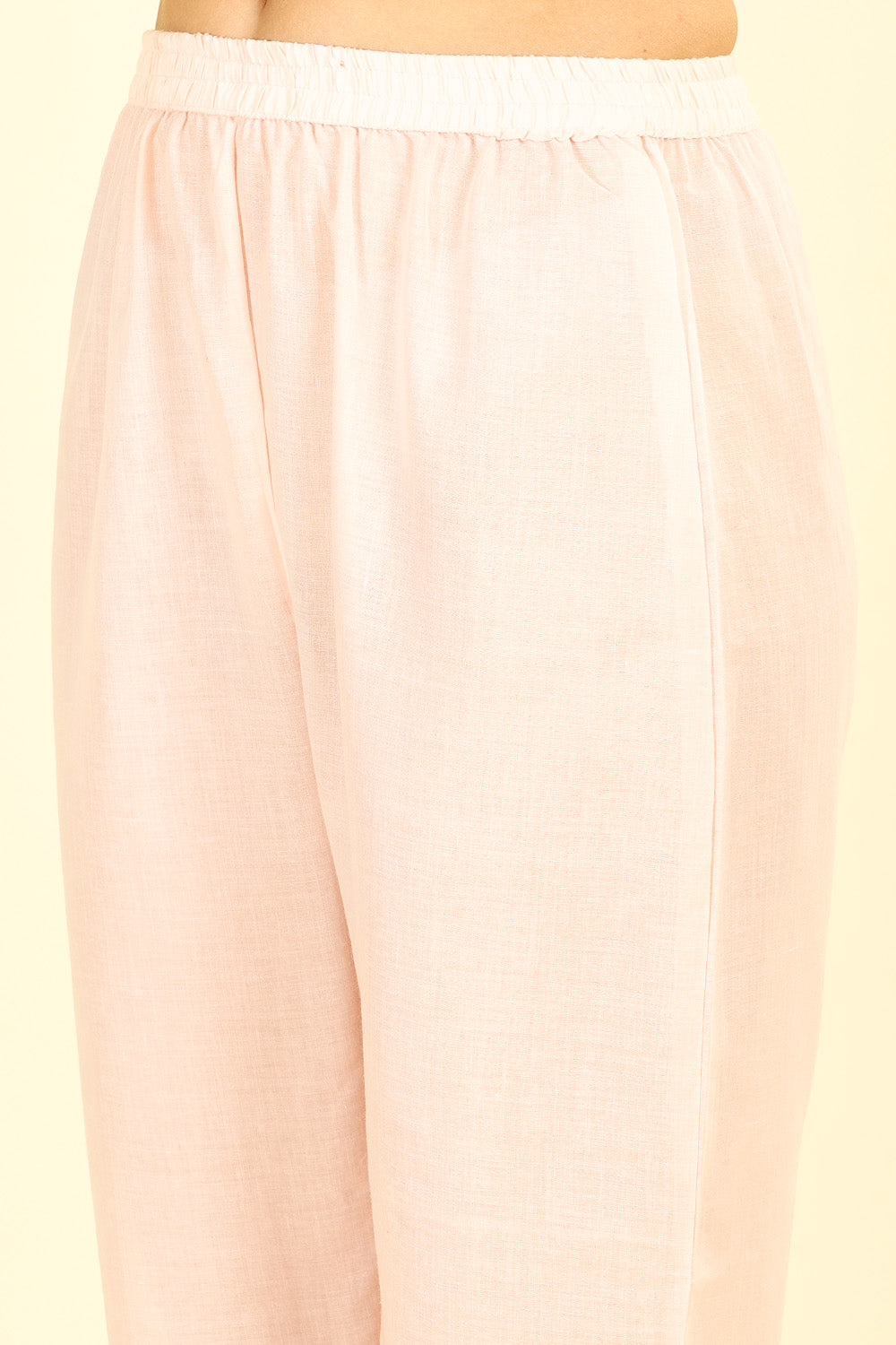 Pink Cotton Hacoba Style Neck-Embroidered Kurta Set