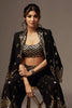 Black Color Georgette Embroidered Crop-Top palazzo Set With Shrug