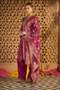 Wine Silk Embroidered Unstitched Suit Material With Banarsi Dupatta