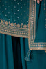 Teal Crepe Silk Zari Embroidered Suit With Embroidered Palazzo