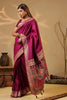 Dark Scarlet Soft Silk Kalamkari Woven Saree