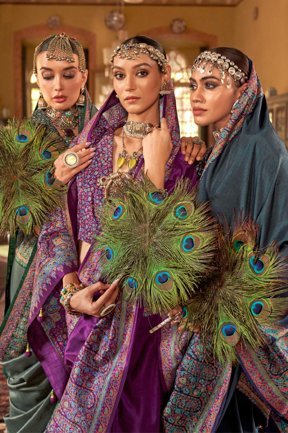 Purple Color Printed Gajji Silk Saree
