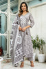 Grey Color Cotton Printed Anarkali Suit