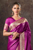 Purple Satin Silk Woven Saree